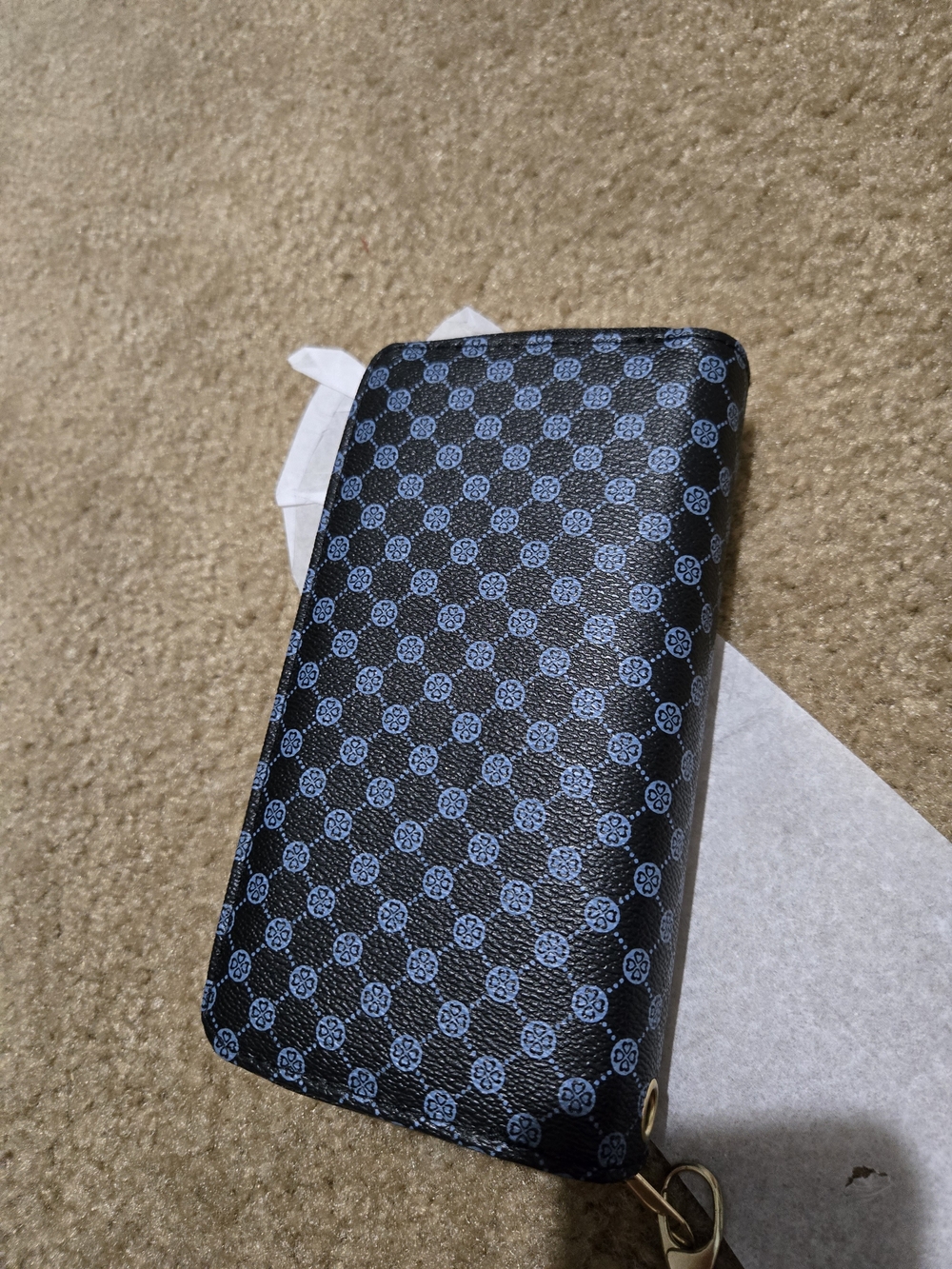 Compact Blue Patterned Zip-Around Women's Wallet - Picture 2 of 4